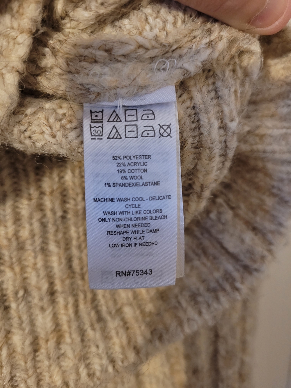 William Rast Oatmeal Ribbed Turtleneck Sweater - Picture 3 of 4